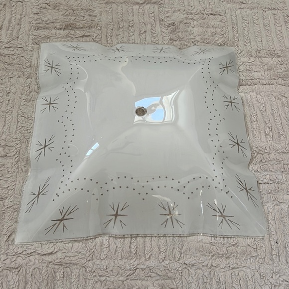 Square Glass Pattern Shade Ceiling Mount Light Fixture star pattern - Picture 2 of 16